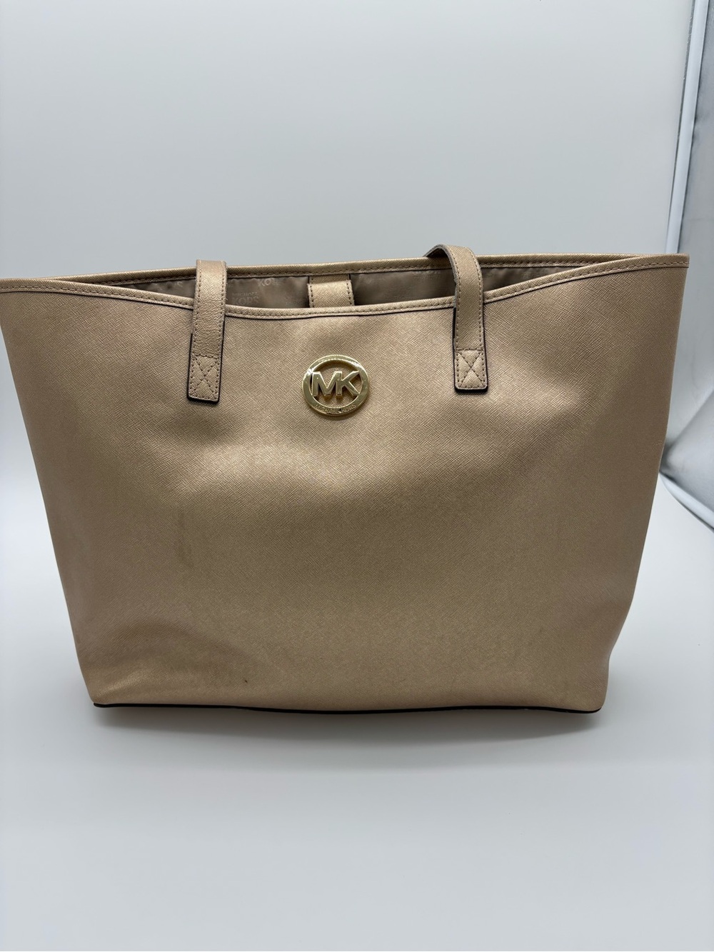 Michael Kors Metallic Gold Tote with Signature MK Medallion